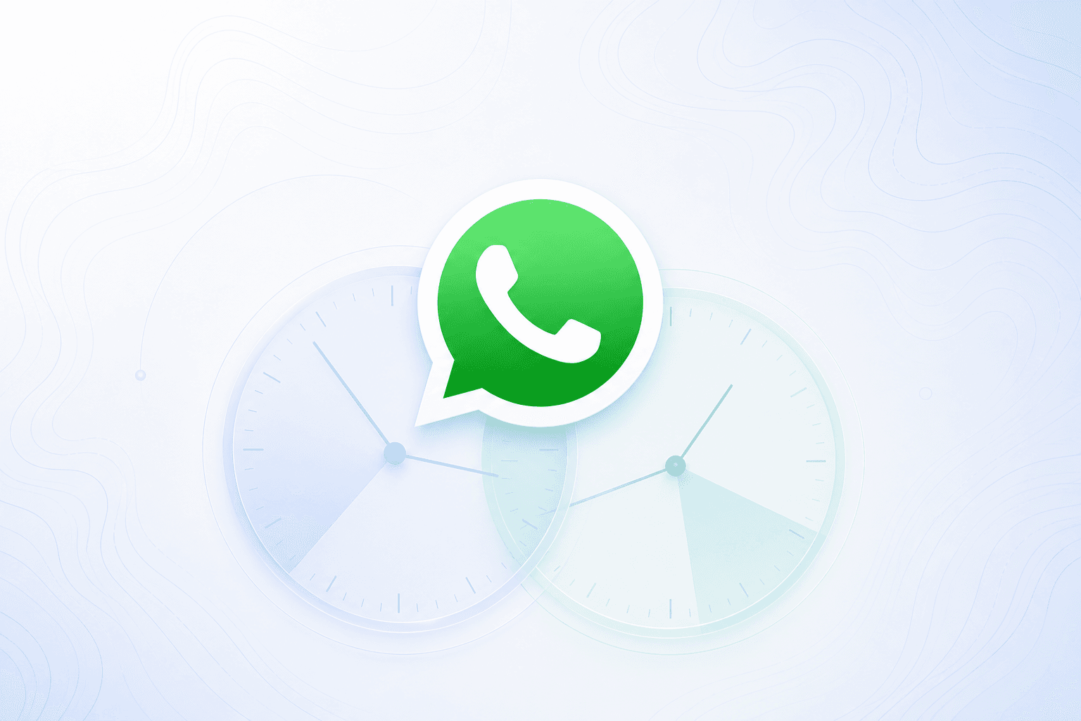 El logo de WhatsApp sobre dos ventanas de tiempo